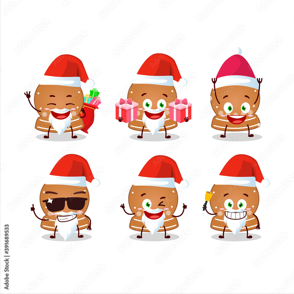 Santa Claus emoticons with snowball cookies cartoon character