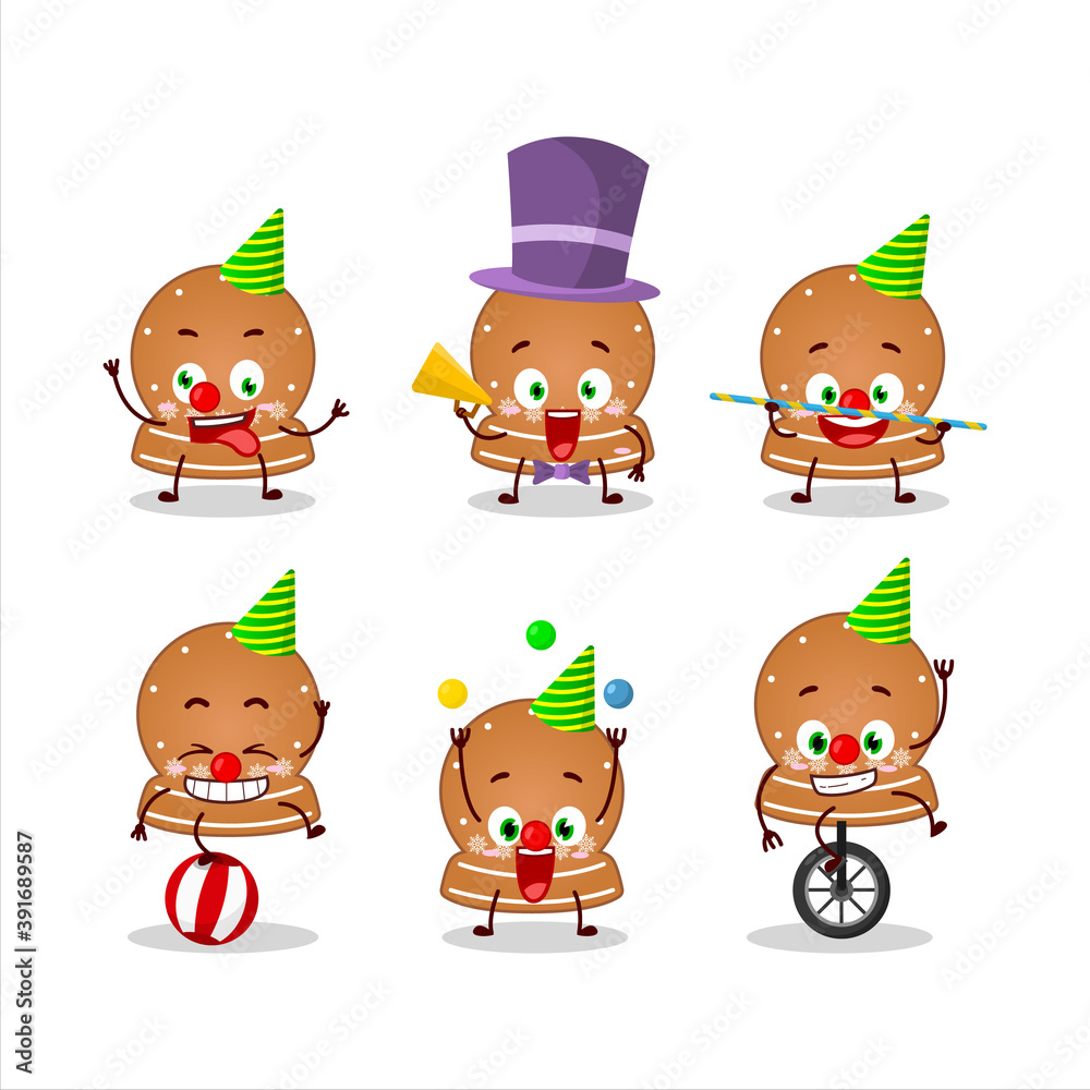 Fototapeta premium Cartoon character of snowball cookies with various circus shows