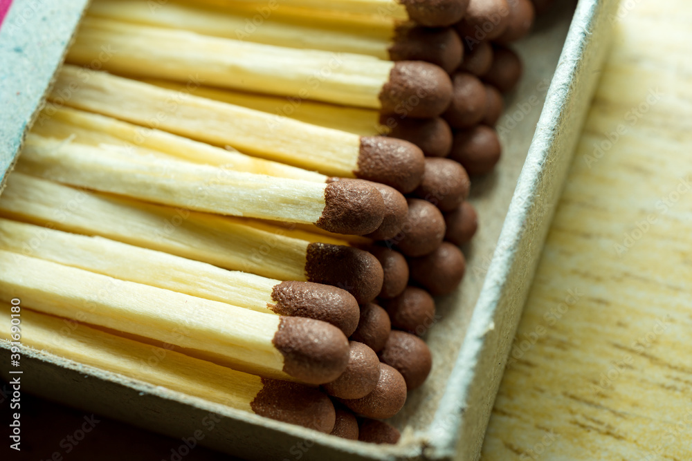 Matches in a box close up Matches in a box close up