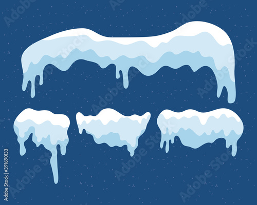 bundle of four snowdrifts set icons in blue background