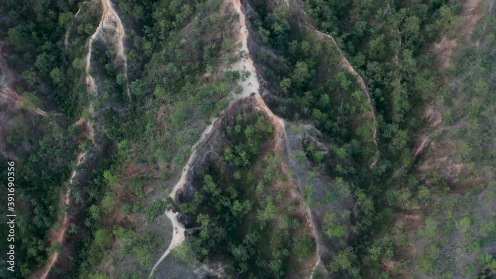Trail along Canyon in Pai Thailand (Kong Lan) - Orbiting aerial drone shot Trail along Canyon in Pai Thailand (Kong Lan) - Orbiting aerial drone shot