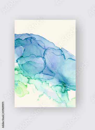 Alcohol ink vector texture banner. Fluid ink abstract background.