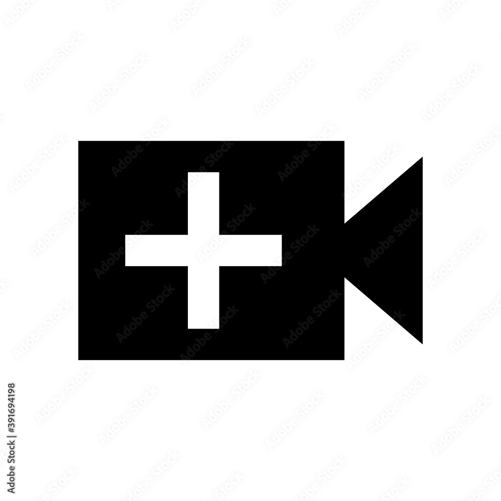 Obraz premium icon add upload video high quality black style vector
