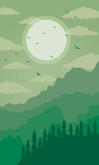 Leinwandbilder Olivgrün beautiful landscape green scene with mountains and trees at day  © Gstudio