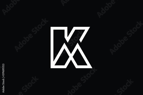 KM logo letter design on luxury background. MK logo monogram initials letter concept. KM icon logo design. MK elegant and Professional letter icon design on black background. M K MK KM photo