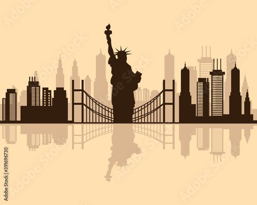 cityscape new york skyline scene icon