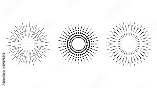 Set Abstract Collection Starburst Black Line Doodle Spark Design Elements Vector