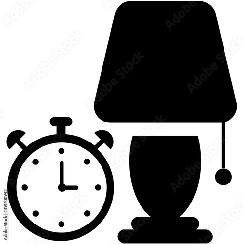 
A timepiece with night lamp presenting turn of work in addition to one's normal working hours.
