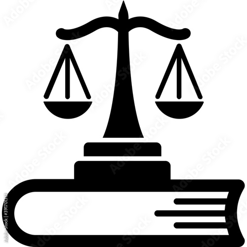 
A balance scale on book with concept of Law and justice
