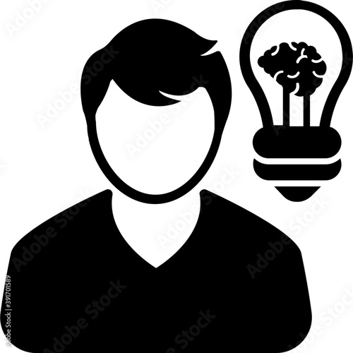 
A man with human brain bulb
