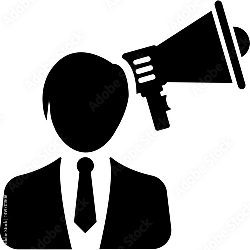 
A man with megaphone, special message concept
