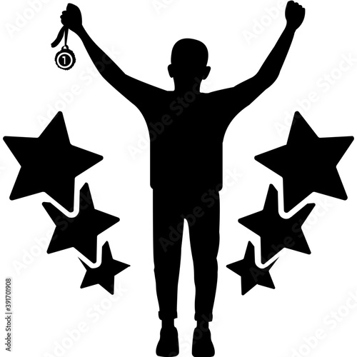
A businesswomen or professional employee with five stars
