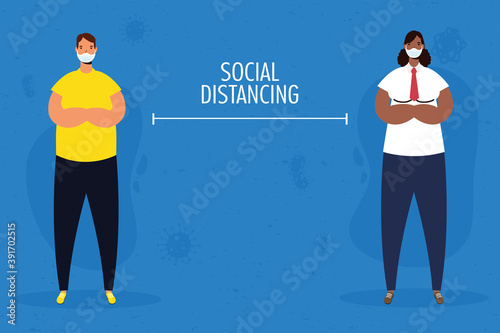interracial men practicing social distancing characters