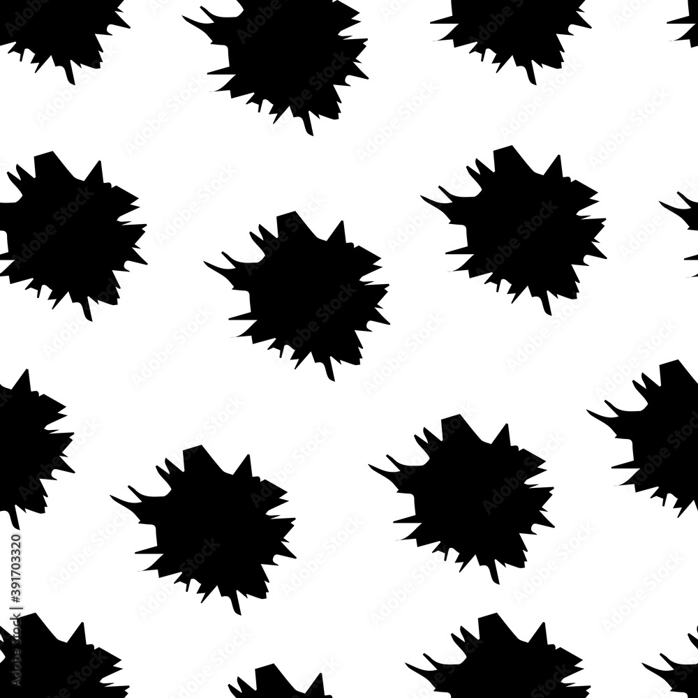 Vector seamless pattern with blotches, spots. Pattern on white background