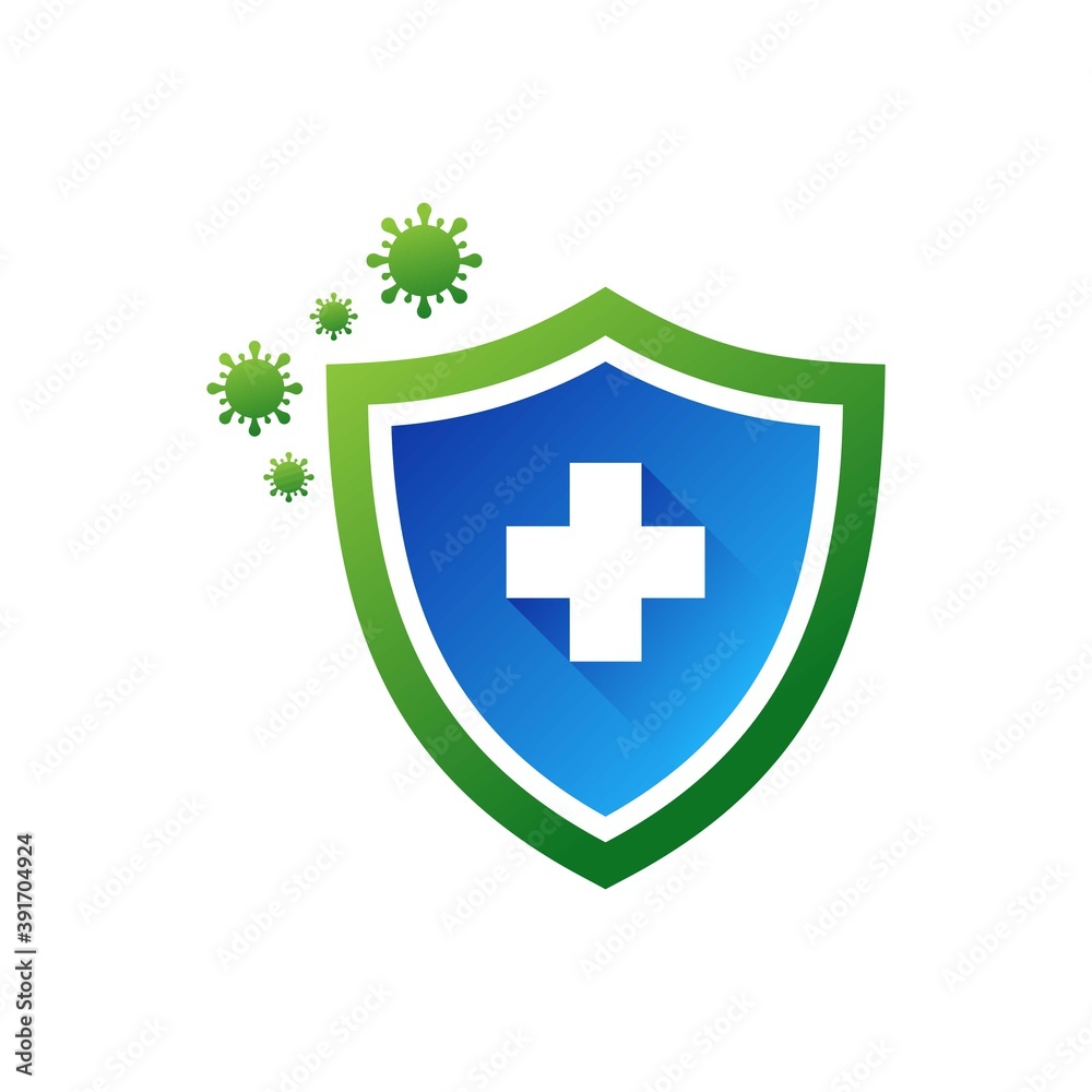Virus shield logo design Virus shield logo design