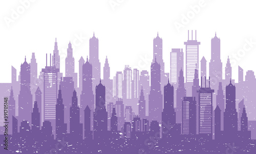 cityscape skyline scene purple silhouette