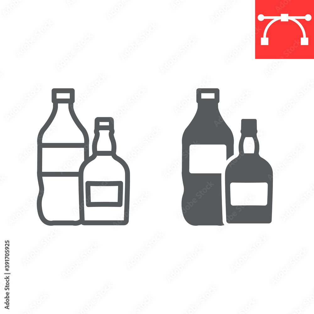 Drinks line and glyph icon, soda and whisky, alcohol sign vector graphics, editable stroke linear icon, eps 10. Drinks line and glyph icon, soda and whisky, alcohol sign vector graphics, editable stroke linear icon, eps 10.