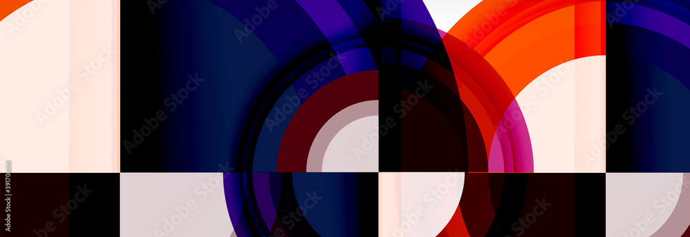 Obraz premium Round shapes, triangles and circles. Modern abstract background