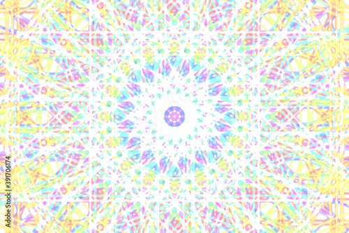 Pattern of soft multicolored line overlapping in many layers of circle
