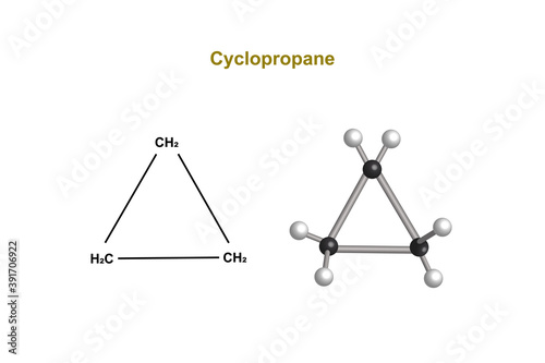 Cyclopropane chemical structure vector design illustration