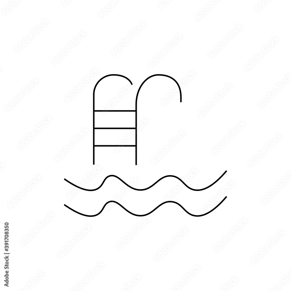 Ladder to the pool sign. waves sign eps ten