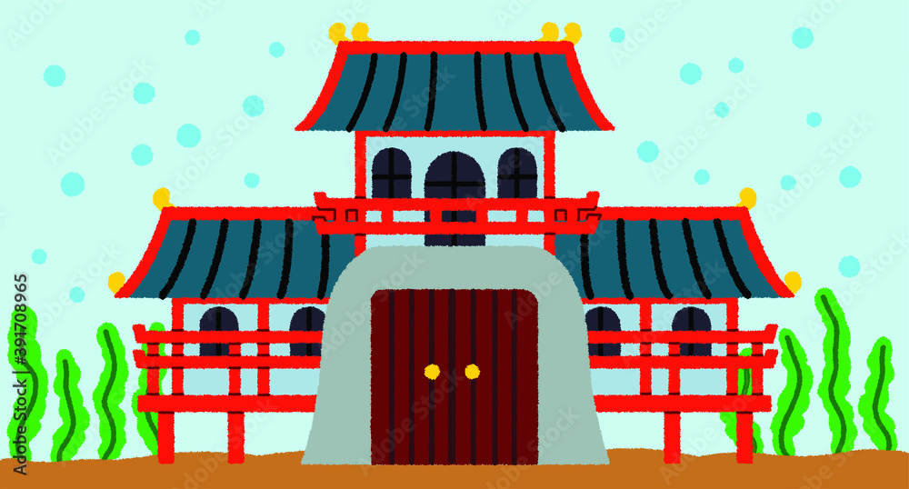 海の中にある龍宮城のイラスト Stock Vector Adobe Stock
