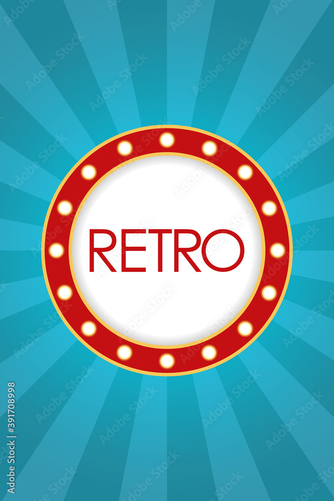 Fototapeta premium retro word in Light circle figure frame