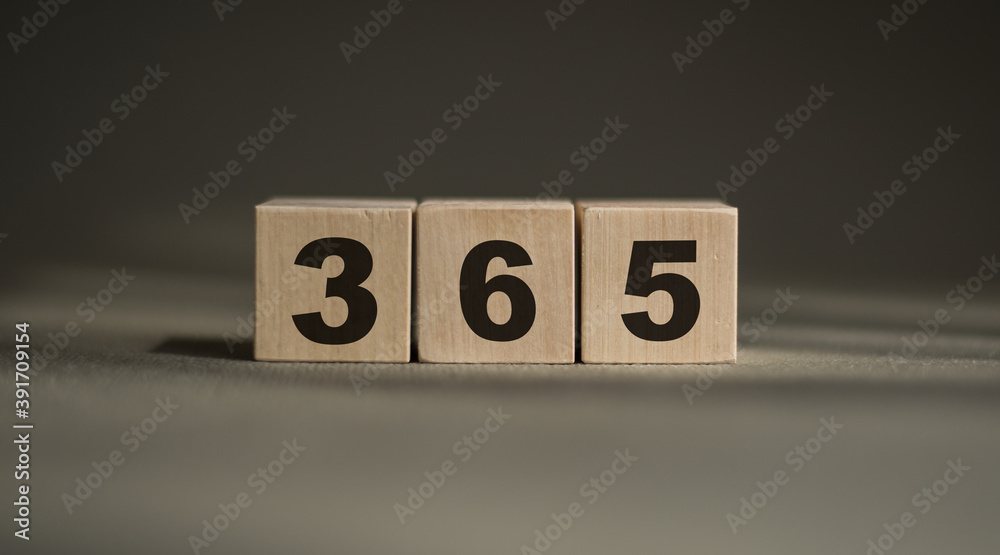 Text 365 on wooden cubes. 365 opportunities in new year. Concept Text 365 on wooden cubes. 365 opportunities in new year. Concept