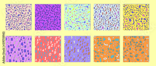 Colorful Seamless pattern with numbers. Education and school concept 