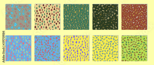 Fototapeta Naklejka Na Ścianę i Meble -  Colorful Seamless pattern with numbers. Education and school concept
