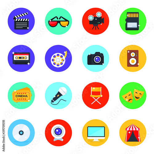 
Pack of Entertainment Flat Icons 
