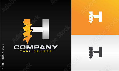 letter H drill logo