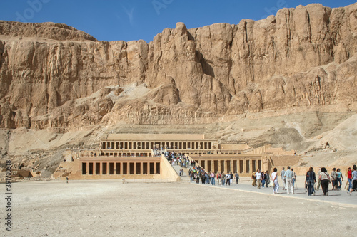 LUXOR, EGYPT - Dec 07, 2007: Tourists visiting the Mortuary Temple of Hatshepsut close to Luxor City (Egypt) photo