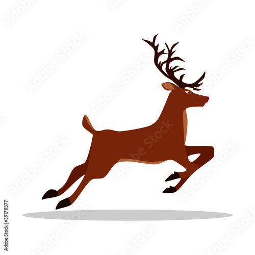 Reindeer Christmas vector illustration. Cartoon deer Isolated on white background