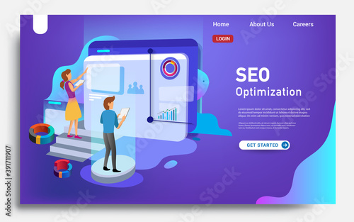 Social media marketing landing page template. Modern flat design concept of web page design for website and mobile website. Vector illustration