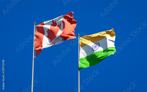 Beautiful national state flags of India and Canada.
