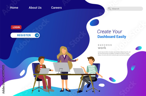 Landing page template design of teamwork concept. Modern flat design concept of web page design for website and mobile website. Easily to edit and customize. Vector illustration