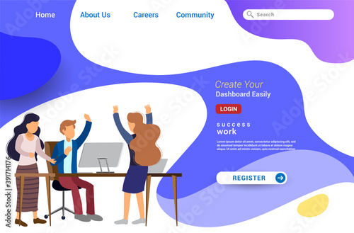 Landing page template design of teamwork concept. Modern flat design concept of web page design for website and mobile website. Easily to edit and customize. Vector illustration