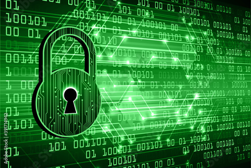 Closed Padlock on digital background, cyber security