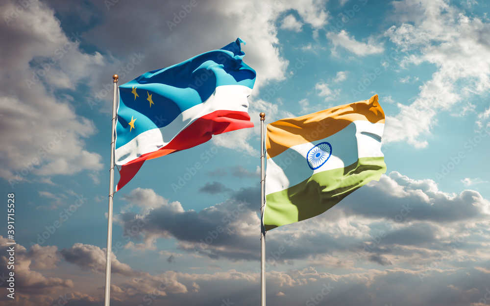 Beautiful national state flags of Gagauzia and India.