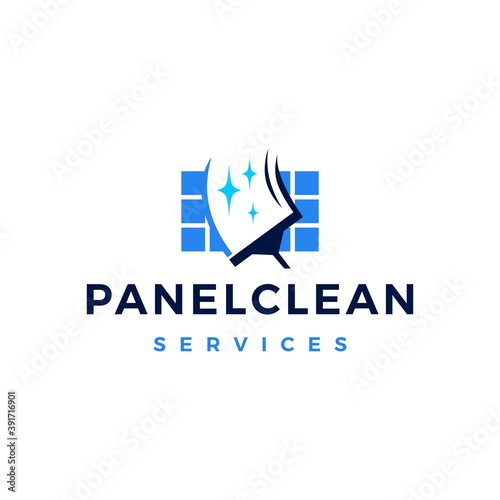 solar panel cleaning service logo vector icon illustration