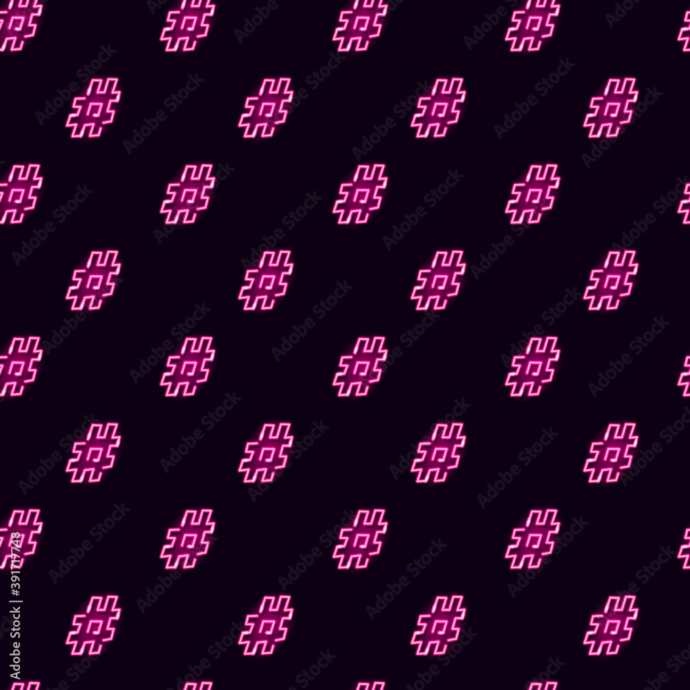 Seamless pattern with neon question mark and exclamation mark icons on ...