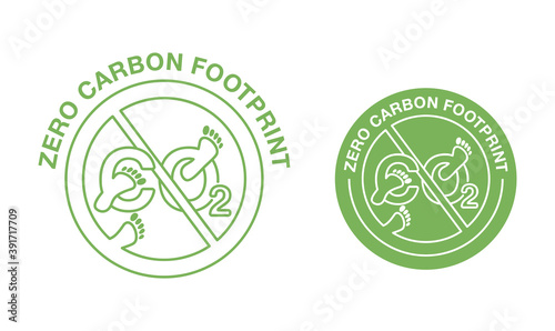 CO2 neutral zero carbon footprint stamp in thin line - carbon emissions free (no air atmosphere pollution) - sign for industrial production and eco-friendly isolated sign