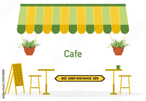 Quarantine Reopen cafe Social distancing People