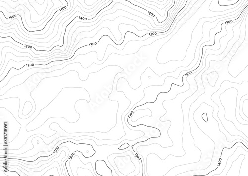 Artificial contour topo map in black/white with labels