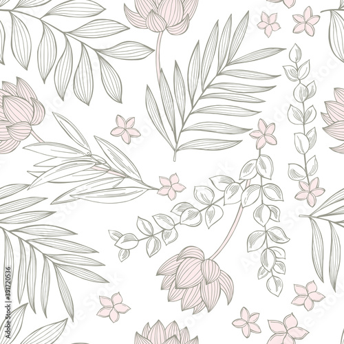 Floral  pattern with  lotus flowers