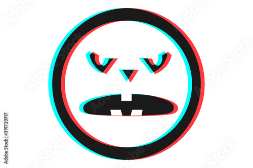 Smile or Emoji icon illustration in blue and red colors for Halloween day