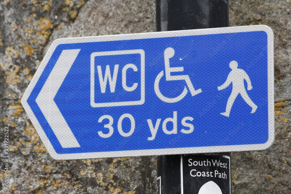 direction and distance to disabled toilets Stock Photo | Adobe Stock