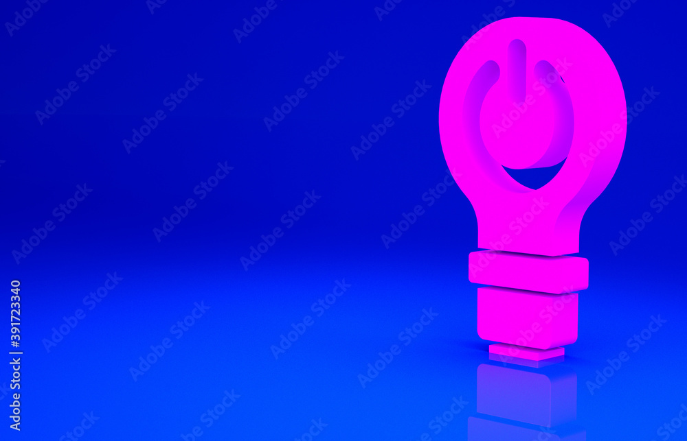 Pink Light bulb with lightning symbol icon isolated on blue background. Light lamp sign. Idea symbol. Minimalism concept. 3d illustration 3D render. Pink Light bulb with lightning symbol icon isolated on blue background. Light lamp sign. Idea symbol. Minimalism concept. 3d illustration 3D render.