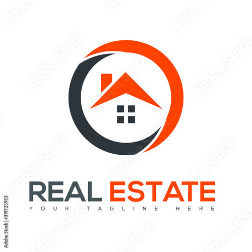orange house real estate logo